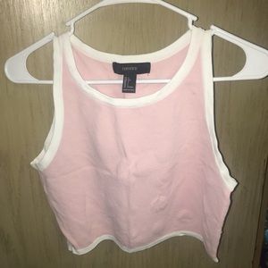 Baby Pink and White Jersey Muscle Tank Crop Top